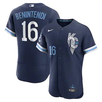 mens nike andrew benintendi navy kansas city royals 2022 ci